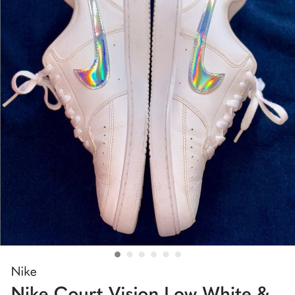 🔥Nike Women's BUY ME 🔥 White Sneakers with Holographic Swoosh 📦 - Picture 7 of 8